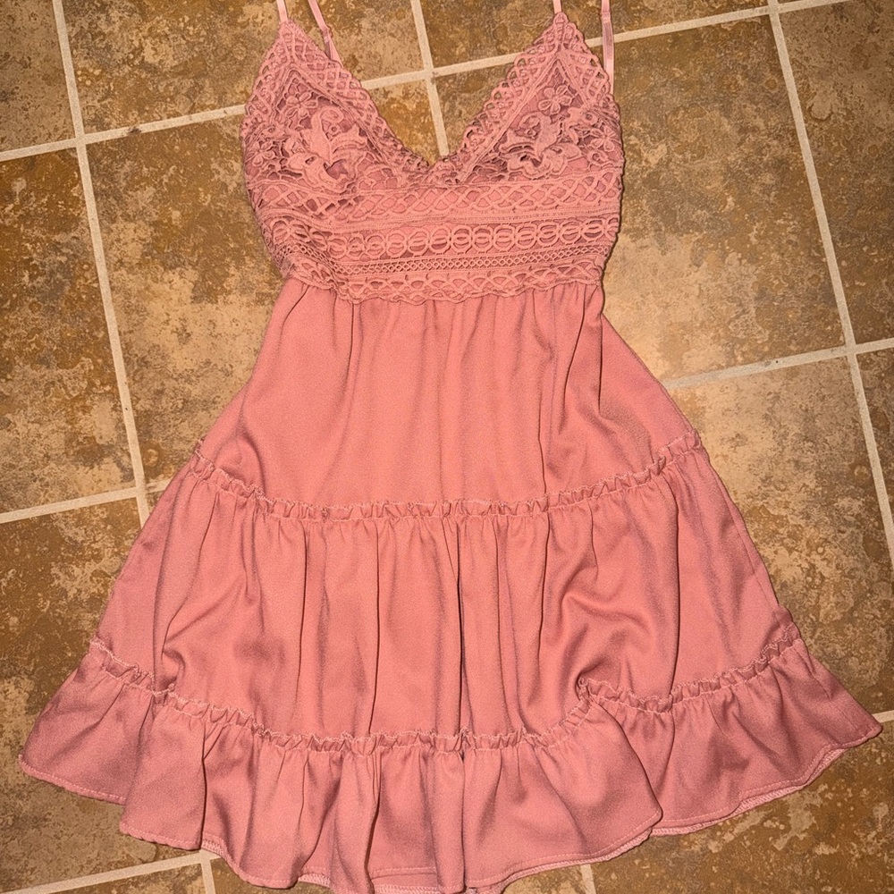 SHEIN Pink Lace Detail Chemise